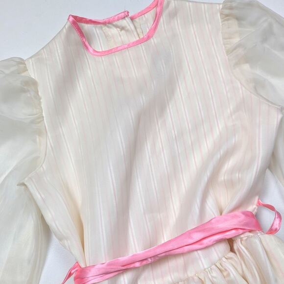 Vintage Manhattan Dress Girls Size 8 Semi Sheer Bubble Hem - Picture 2 of 8